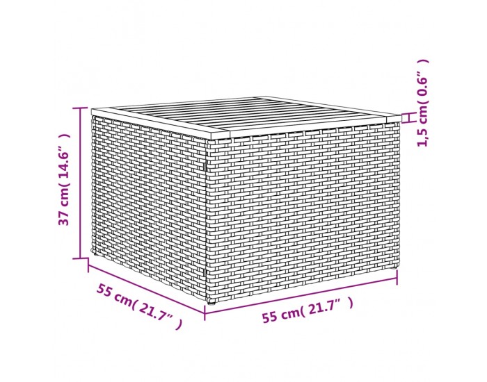 Sonata H Градински комплект диван с възглавници 7 части черен полиратан