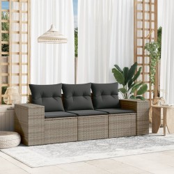 Sonata H Градински комплект с възглавници, 3 части, сив, полиратан - Unelte și accesorii de grădină