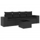 Sonata Set mobilier de grădină cu perne, 5 piese, negru, poliratan