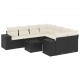 Sonata Set mobilier de grădină cu perne, 9 piese, negru, poliratan