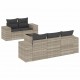 Sonata H Градински комплект с възглавници, 6 части, светлосив полиратан