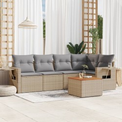 Sonata H Градински диван с възглавници, 6 части, бежов полиратан - Unelte și accesorii de grădină
