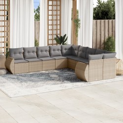 Sonata H Градински диван с възглавници, 10 части, бежов полиратан - Unelte și accesorii de grădină