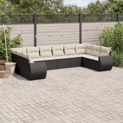 Sonata Set canapele de grădină cu perne, 10 piese, negru, poliratan