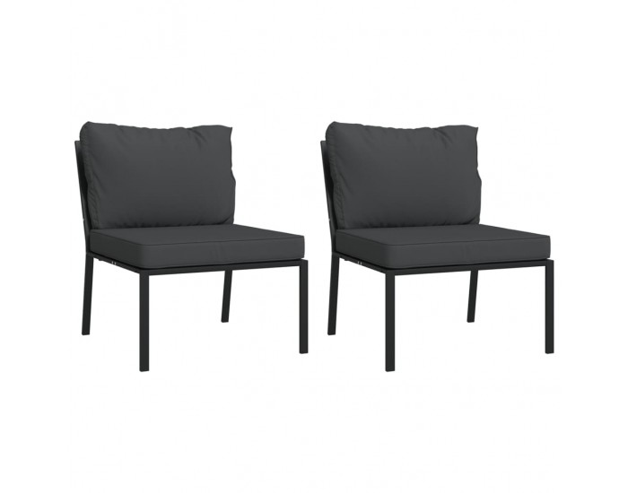 Sonata H Градински столове със сиви възглавници 2 бр 60x74x79 см стомана