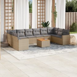 Sonata H Градински диван с възглавници, 11 части, бежов полиратан - Unelte și accesorii de grădină