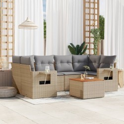 Sonata H Градински диван с възглавници, 7 части, бежов полиратан - Unelte și accesorii de grădină
