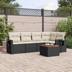 Sonata Set mobilier de grădină cu perne, 6 piese, negru, poliratan