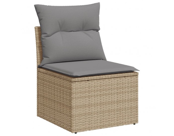 Sonata H Градински диван с възглавници, 10 части, бежов полиратан