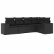 Sonata Set mobilier de grădină cu perne, 5 piese, negru, poliratan