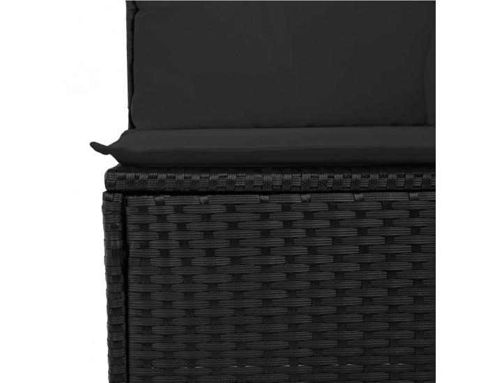Sonata H Градински комплект диван с възглавници 10 части черен полиратан