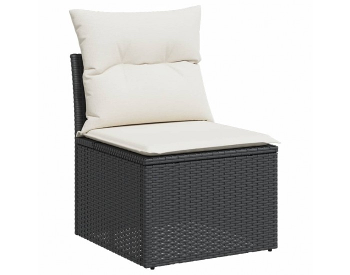 Sonata H Градински комплект диван с възглавници 11 части черен полиратан