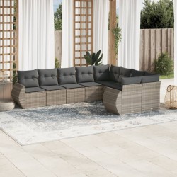 Sonata Set canapele de grădină cu perne, 9 piese gri deschis poliratan