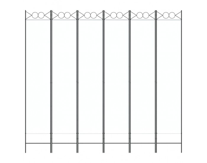 Sonata H Параван за стая, 6 панела, бял, 240x220 см, текстил