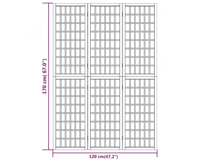 Sonata H Сгъваем параван за стая, 3 панела, в японски стил, 120x170 cм
