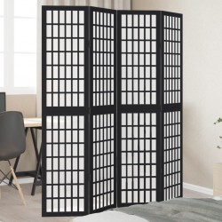 Sonata H Разделител за стая, 4 панела, черен, дърво пауловния масив - Electrocasnice și accesorii pentru living