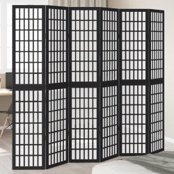 Sonata H Разделител за стая, 6 панела, черен, дърво пауловния масив - Electrocasnice și accesorii pentru living