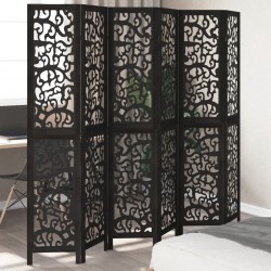 Sonata H Разделител за стая, 6 панела, черен, дърво пауловния масив - Electrocasnice și accesorii pentru living