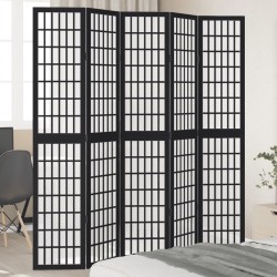 Sonata H Разделител за стая, 5 панела, черен, дърво пауловния масив - Electrocasnice și accesorii pentru living
