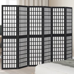 Sonata H Разделител за стая, 6 панела, черен, дърво пауловния масив - Electrocasnice și accesorii pentru living