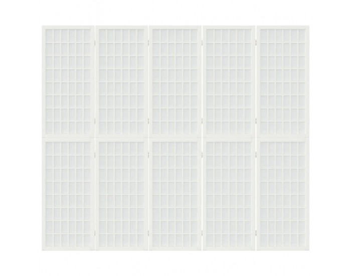 Sonata H Параван за стая, 5 панела, в японски стил, 200x170 cм, бял
