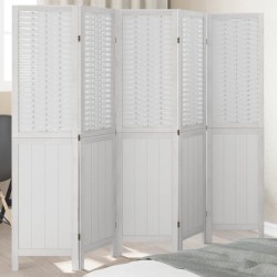 Sonata H Разделител за стая, 5 панела, бял, дърво пауловния масив - Electrocasnice și accesorii pentru living