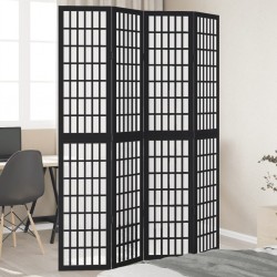 Sonata H Разделител за стая, 4 панела, черен, дърво пауловния масив - Electrocasnice și accesorii pentru living