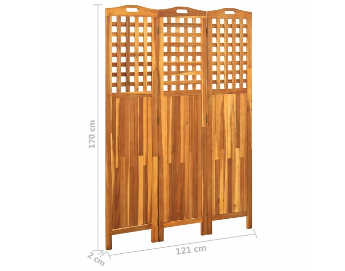Sonata H Параван за стая, 3 панела, 121x2x170 cм, акациево дърво масив