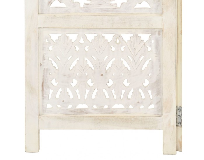 Sonata H Ръчно резбован параван, 3 панела, бял, 120x165 cм, манго масив
