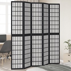 Sonata H Разделител за стая, 5 панела, черен, дърво пауловния масив - Electrocasnice și accesorii pentru living