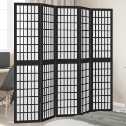 Sonata H Разделител за стая, 5 панела, черен, дърво пауловния масив - Electrocasnice și accesorii pentru living