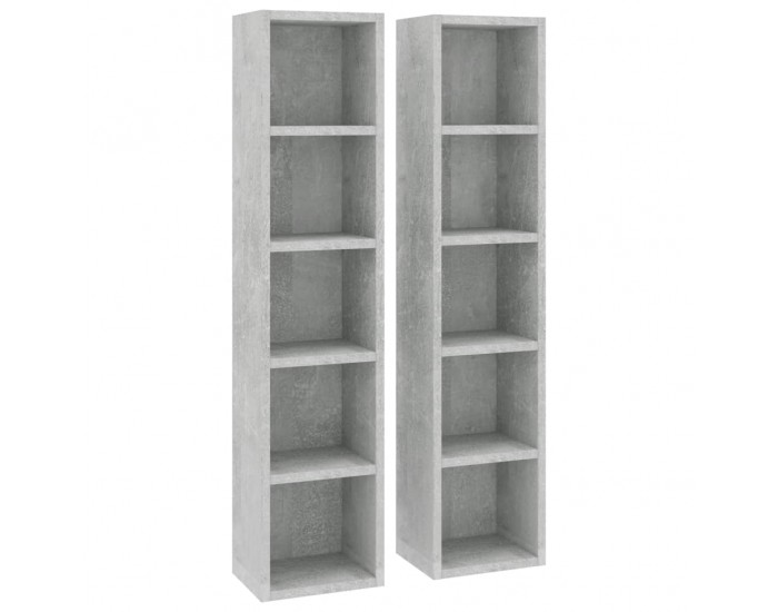 Sonata H CD шкафове, 2 бр, бетонно сиви, 21x16x93,5 см, ПДЧ