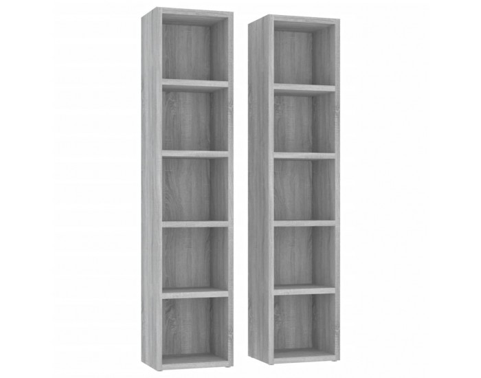 Sonata H CD шкафове, 2 бр, Сив сонома, 21x16x93,5 см, инженерно дърво
