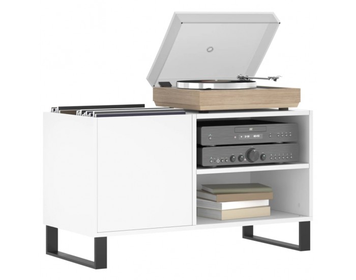 Sonata H Шкаф за грамофонни плочи бял 85x38x48 см инженерно дърво
