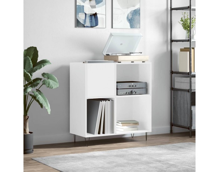 Sonata H Шкаф за винилови плочи бял гланц 84,5x38x89 см инженерно дърво