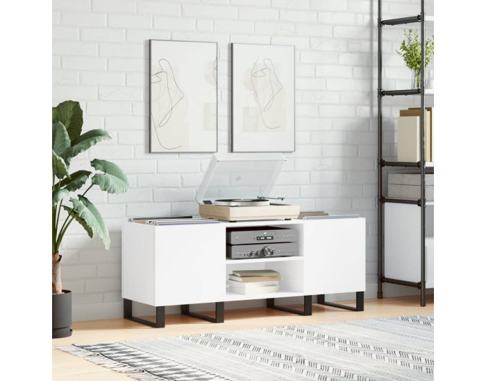 Sonata H Шкаф за грамофонни плочи бял 121x38x48 см инженерно дърво