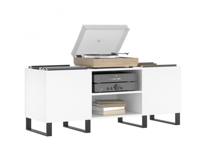 Sonata H Шкаф за грамофонни плочи бял 121x38x48 см инженерно дърво