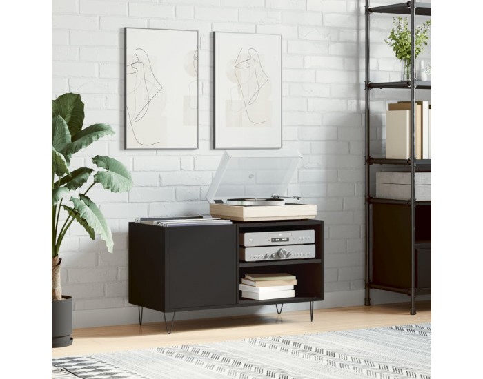 Sonata H Шкаф за грамофонни плочи черен 85x38x48 см инженерно дърво