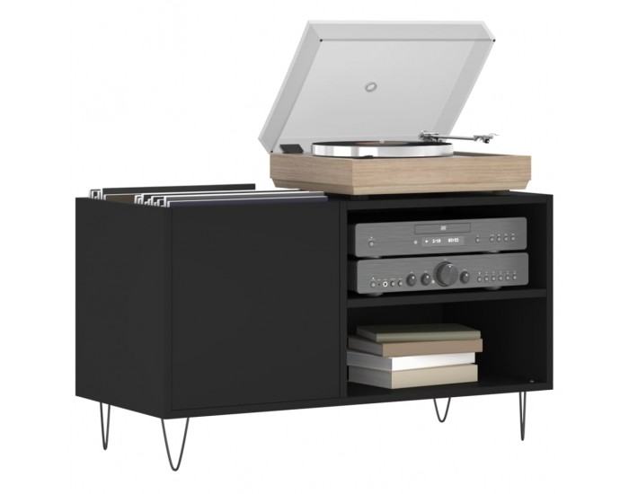 Sonata H Шкаф за грамофонни плочи черен 85x38x48 см инженерно дърво