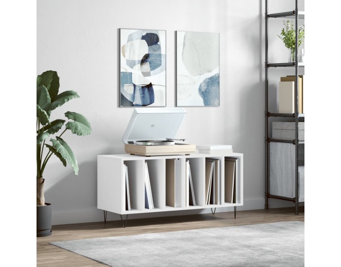 Sonata H Шкаф за грамофонни плочи бял 100x38x48 см инженерно дърво