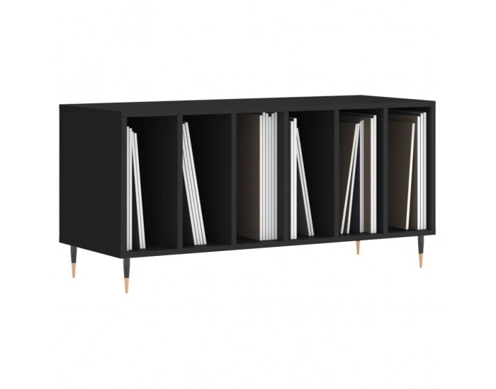 Sonata H Шкаф за грамофонни плочи черен 100x38x48 см инженерно дърво