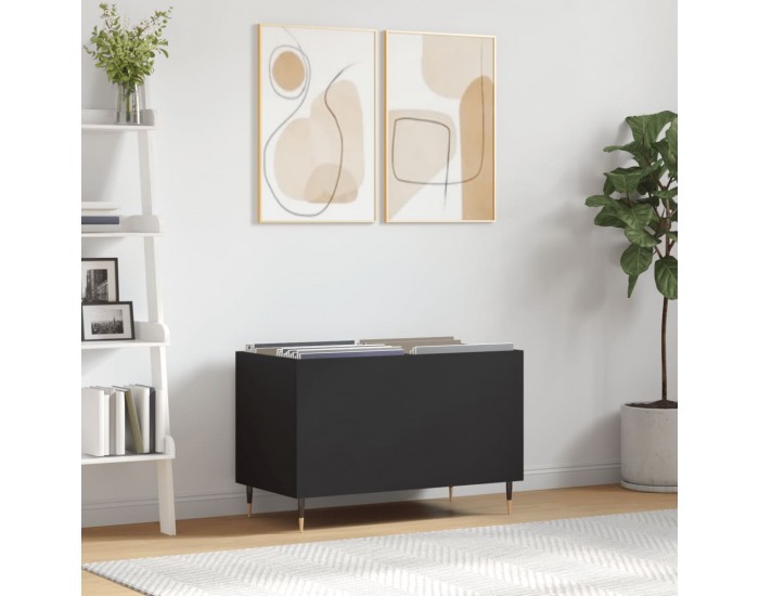 Sonata H Шкаф за грамофонни плочи черен 74,5x38x48 см инженерно дърво
