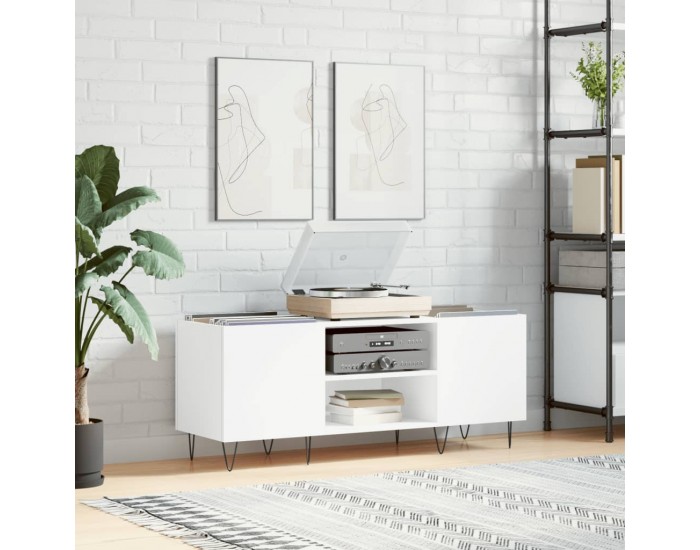 Sonata H Шкаф за грамофонни плочи бял 121x38x48 см инженерно дърво