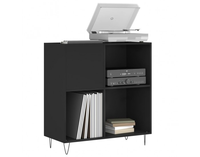Sonata H Шкаф за грамофонни плочи черен 84,5x38x89 см инженерно дърво
