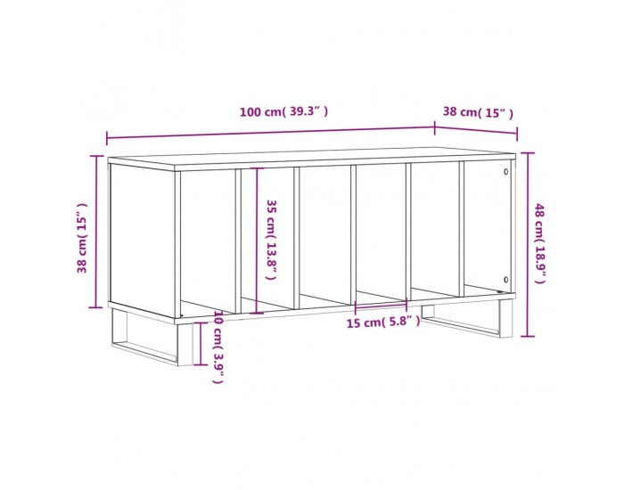 Sonata H Шкаф за винилови плочи сонома дъб 100x38x48 см инженерно дърво