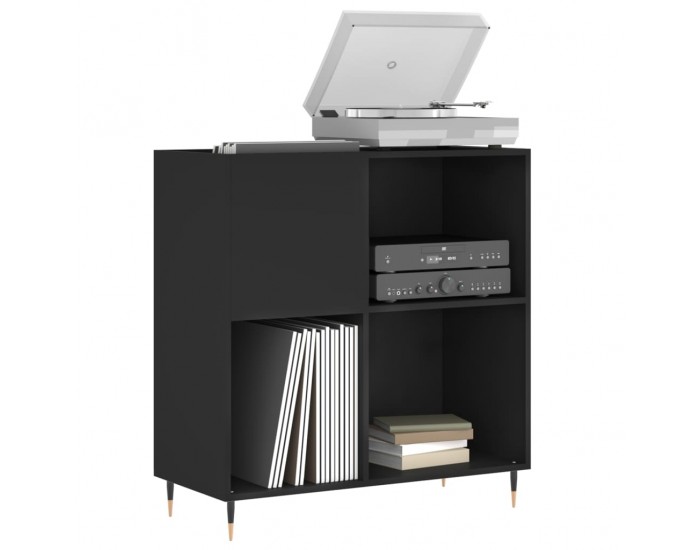 Sonata H Шкаф за грамофонни плочи черен 84,5x38x89 см инженерно дърво