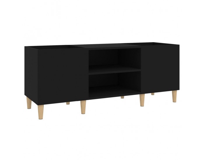 Sonata H Шкаф за грамофонни плочи черен 121x38x48 см инженерно дърво