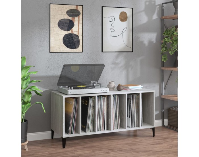 Sonata H Шкаф за винилови плочи сив сонома 100x38x48 см инженерно дърво