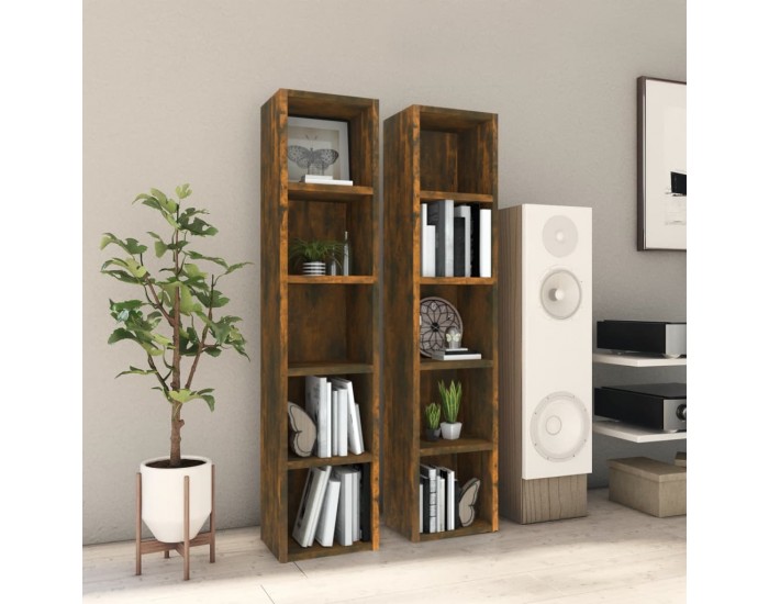 Sonata H CD шкафове, 2 бр, опушен дъб, 21x16x93,5 см, инженерно дърво