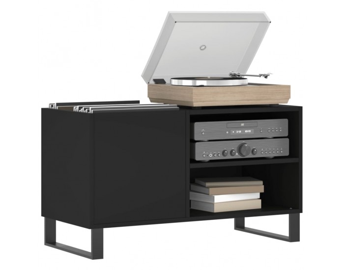Sonata H Шкаф за грамофонни плочи черен 85x38x48 см инженерно дърво